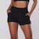 Short Feminino Orbis Fitness Bolso Fitness Jacquard Poliamida Cintura Alta PRETO
