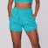 Short Feminino Orbis Fitness Bolso Fitness Jacquard Poliamida Cintura Alta AZUL CLARO
