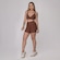 Conjunto Orbis Fitness Feminino Short e Top Bojo Textura Canelado MARROM
