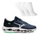 Tênis Mizuno Wave Legend 4 Masculino + 3 Pares de Meias AZUL ESC/PRETO