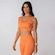 Conjunto Fitness Short Top Alça Canelado Alma Genius Feminino LARANJA