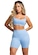 Short com Bolsos Mvb Modas Cintura Alta Fitness Academia Jacquard Feminino AZUL