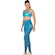 Calça Legging Alto Giro Tule Recortes Logo Feminina AZUL/VERDE