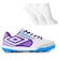 Chuteira Society Umbro Pro 5 Bump Unissex + 3 Pares de Meia Cano Curto BRANCO/ROXO
