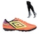 Kit Chuteira Society Adulto Umbro Fast Ii + Meião LARANJA/PRETO