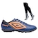 Kit Chuteira Society Adulto Umbro Fast Ii + Meião AZUL/LARANJA