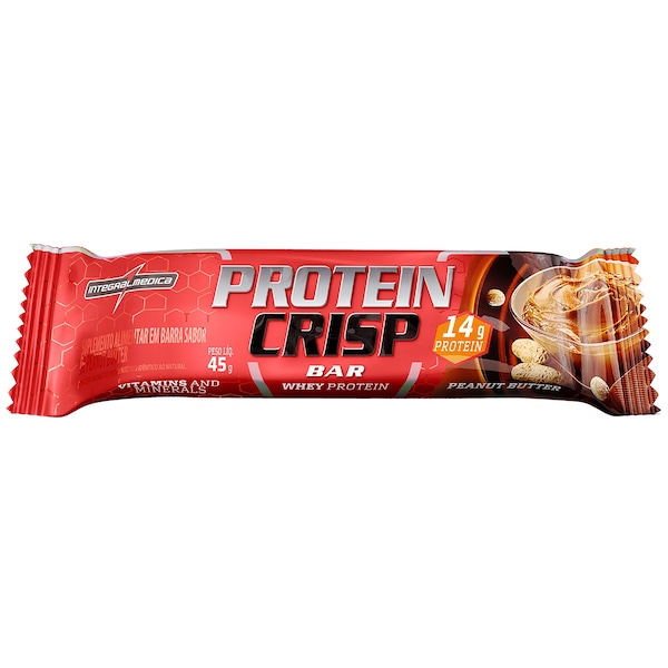 Vista 2 Barra de Proteína Integralmédica Protein Crisp Bar - 1 Unidade de 45g - Manteiga de AMENDOIM Integralmedica AMENDOIM