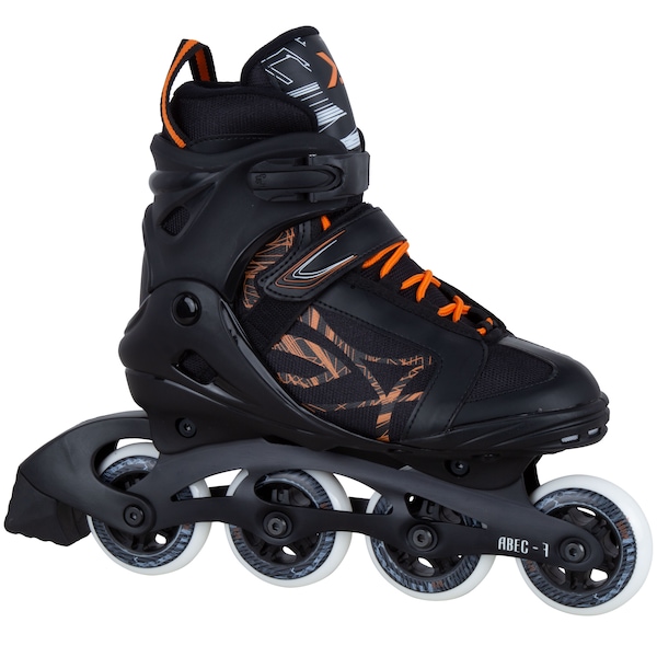 Patins Oxer Byte - In Line - Fitness - ABEC 7 - Adulto | Cor: PRETO/LARANJA | Tamanho: 35