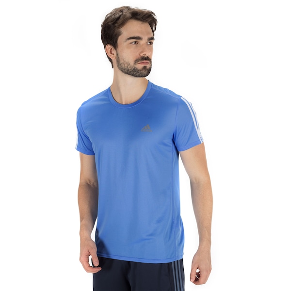 Camiseta adidas Run 3S Tee - Masculina | Cor: AZUL CLARO | Tamanho: G