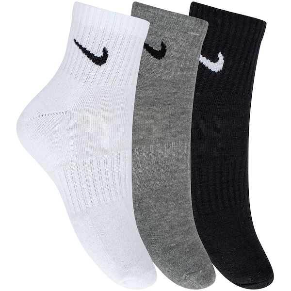 Kit de Meias Nike Everyday Cushion Ankle com 3 Pares - Adulto