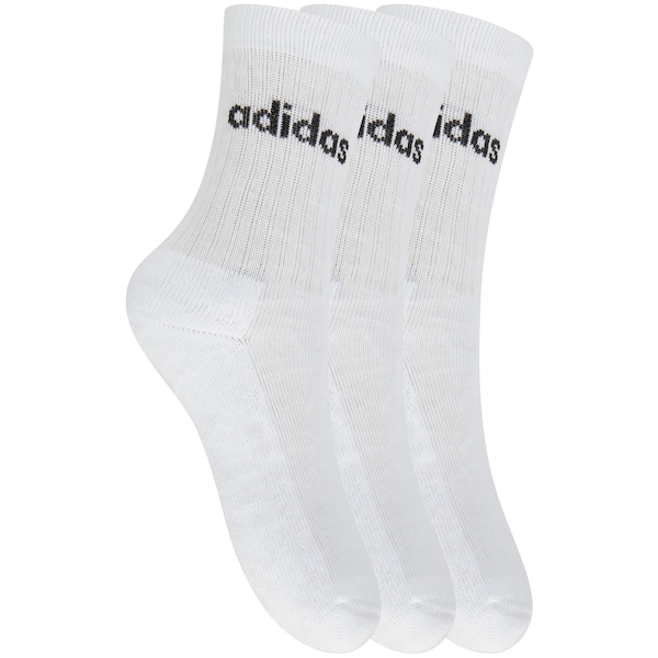 Kit de Meias Cano Alto adidas BS Crew com 3 Pares - 39 a 42 - Masculino | Cor: BRANCO | Tamanho: 39-42