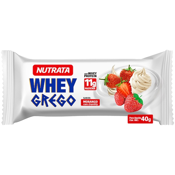 Vista 2 Barra de Proteína Nutrata Grego Bar com Chantilly 40g MORANGO Nutrata MORANGO