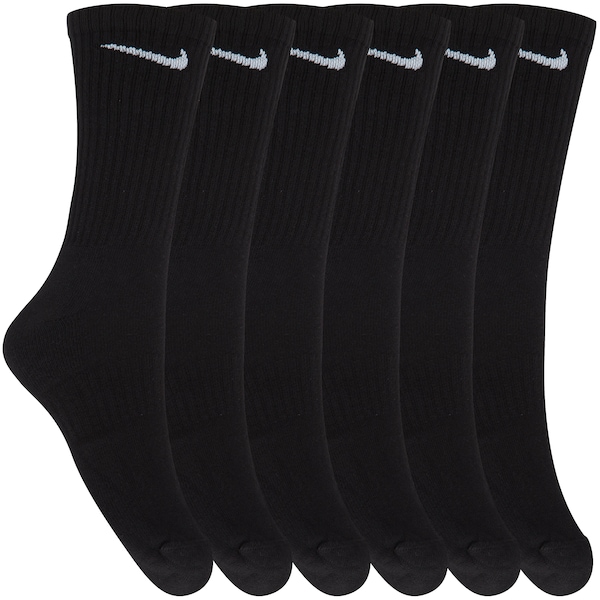 Kit de Meias Cano Alto Nike Everyday Cushioned Crew Adulto | Cor: PRETO | Tamanho: P