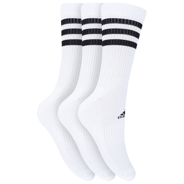 Kit de Meias Cano Alto adidas Cush Crew com 3 Pares - 41 a 43 - Masculino | Cor: BRANCO/PRETO | Tamanho: 34-39