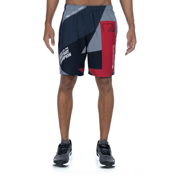 Bermuda Masculina Energy Fila | Cor: PRETO/VERMELHO | Tamanho: M