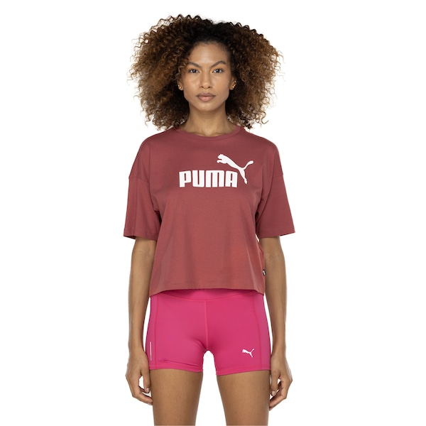 Blusa Feminina Manga Curta Cropped Puma Essentials Logo Tee