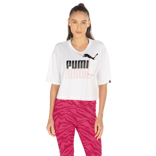 Blusa Feminina Manga Curta Cropped Puma Power Boxy Pocket Tee