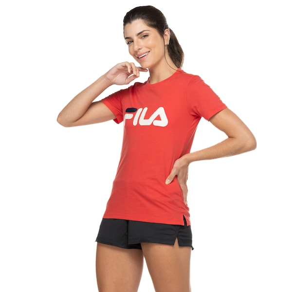 Camiseta Fila Manga Curta Letter Premium - Feminina