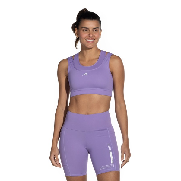 Top Fitness sem Bojo Authen Alta Sustentação Signature 2 Em 1 Power - Adulto | Cor: Lilas | Tamanho: M