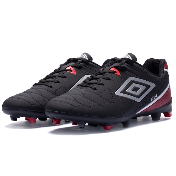 Vista 3 Chuteira de Campo Umbro Attak Eternal - Adulto PRETO/VERMELHO Umbro PRETO/VERMELHO