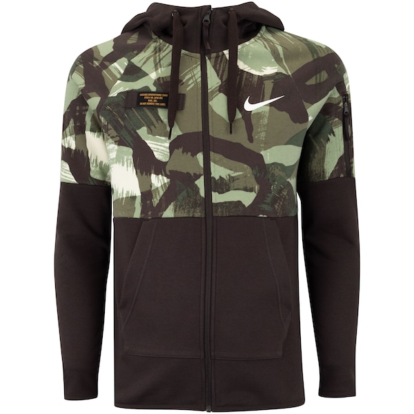 Jaqueta Masculina Nike com Capuz Dri-Fit Fleece Hood FullZip Camouflage