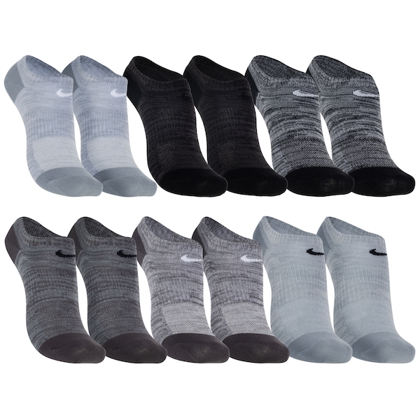 Kit de Meia Nike Sapatilha Everyday Lightweight No Show - Adulto - 6 Pares