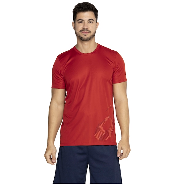 Camiseta Masculina ASICS Manga Curta Marmorizado Anti Odor Cava Tradicional