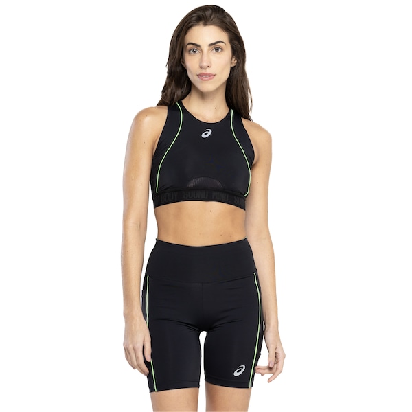Top Fitness sem Bojo ASICS Lic Alta Sustentação Sound Mind - Adulto | Cor: PRETO | Tamanho: GG
