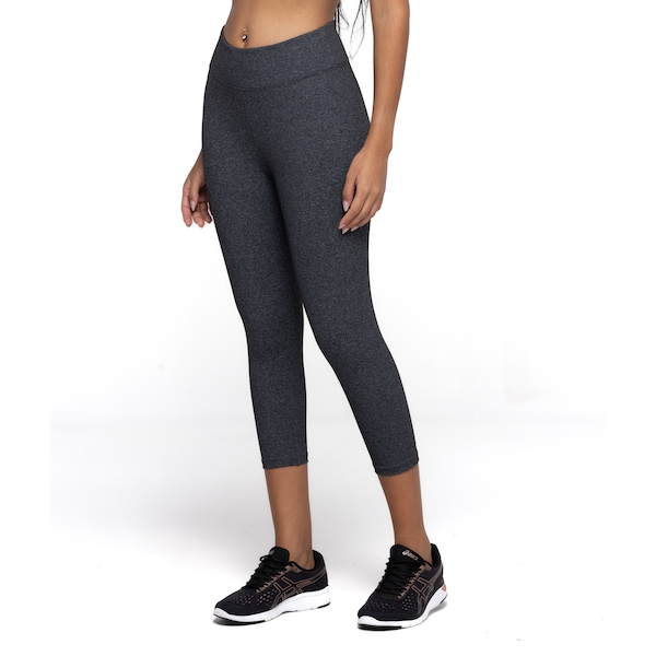 Vista 2 Calça Legging Oxer Feminina Capri Campeão Slim Cós Baixo Média Compressão CINZA MESCLA Oxer CINZA MESCLA