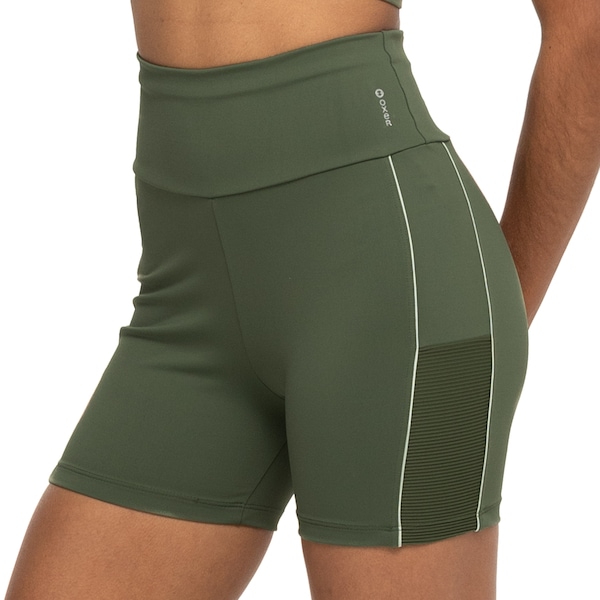 Vista 2 Bermuda Feminina Oxer Textura Cós édio édia Compressão VERDE ESCURO Oxer VERDE ESCURO