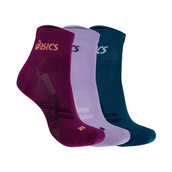 Kit de Meias ASICS Lic Cano Curto Quarter com 3 Pares - Adulto