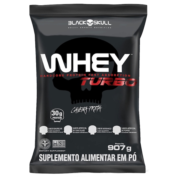Whey Protein Black Skull Chocolate Whey Turbo - Refil - 907g
