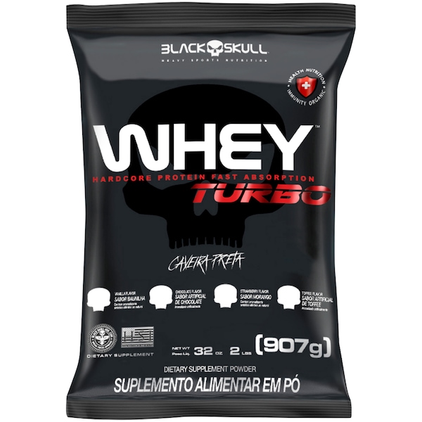 Whey Protein Black Skull Baunilha Whey Turbo - Refil - 907g