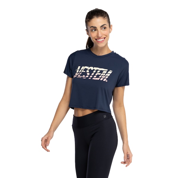 Camiseta Vestem Feminina Manga Curta Lima | Cor: AZUL ESCURO | Tamanho: M