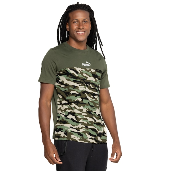 Camiseta Masculina Puma Manga Curta Ess Block Camo