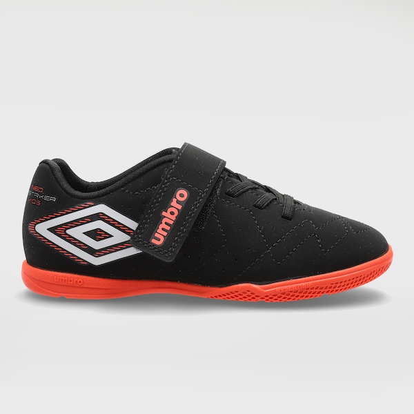 Chuteira Futsal Infantil Umbro Neo Striker | Cor: PRETO/VERMELHO | Tamanho: 32