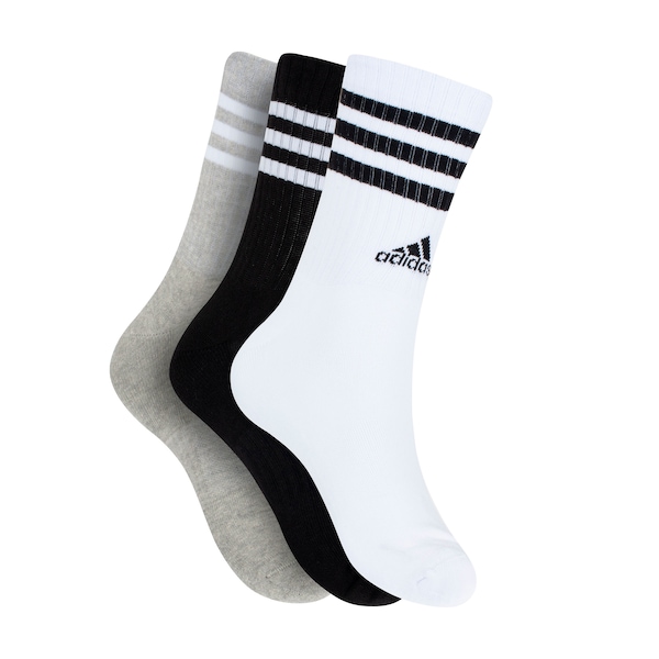 Kit de Meia adidas Adulto Cano Alto 3 Listras - 3 Pares