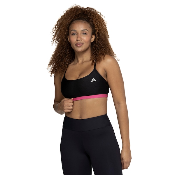 Top Fitness adidas Suporte Leve adidas Aeroreact - Feminino | Cor: PRETO | Tamanho: GG