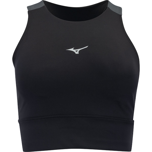 Top Fitness com Bojo Removível Mizuno Média Sustentação Compress Fit - Adulto | Cor: PRETO/CORAL | Tamanho: GG