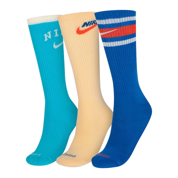 Kit de Meias Cano Alto Nike Feminino Dri-Fit Cushioned Crew com 3 Pares