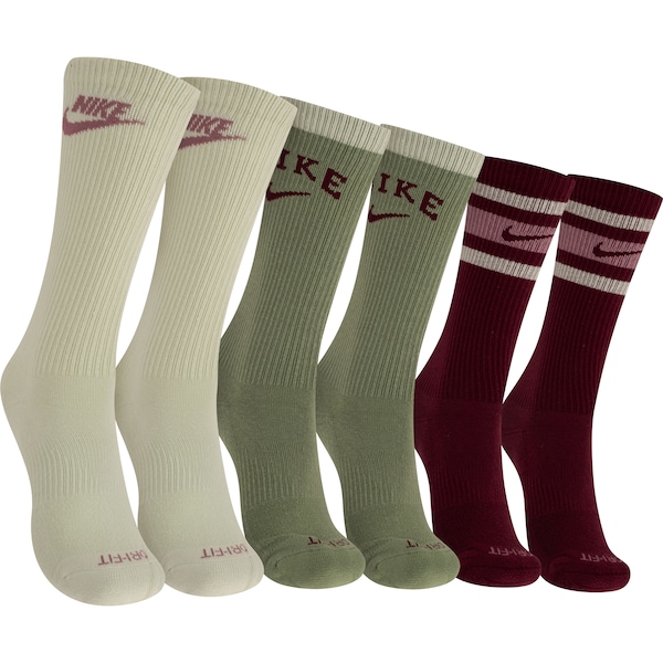 Kit de Meias Cano Alto Nike Feminino Dri-Fit Cushioned Crew com 3 Pares