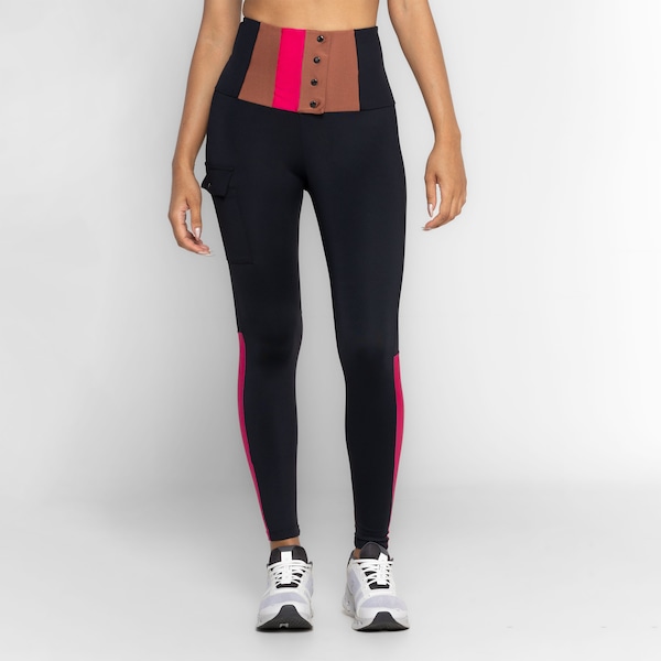 Vista 3 Calça Legging Feminina Lauf Neo PRETO/ROSA Lauf PRETO/ROSA