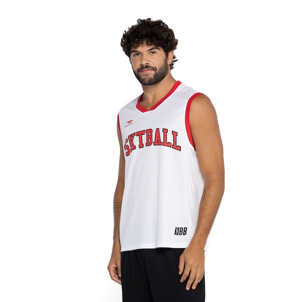 Camiseta Regata Masculina Penalty Basquete 3X3 Pro B | Cor: BRANCO/VERMELHO | Tamanho: G