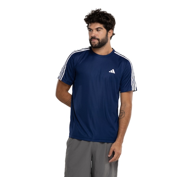 Camiseta Masculina adidas Manga Curta Essentials 3 Listras