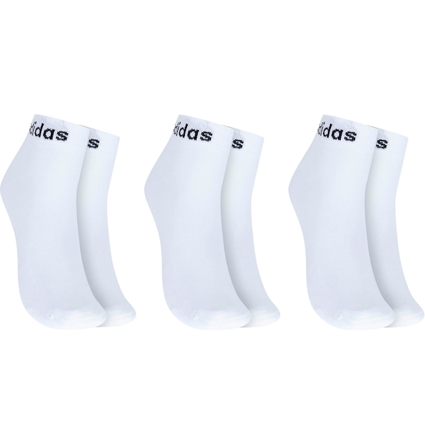 Kit de Meia adidas Cano Curto Logo Linear Ankle - Adulto - 3 Pares