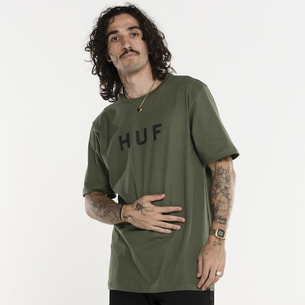 Vista 3 Camiseta Huf Manga Curta Essentials Og Logo PRETO HUF PRETO
