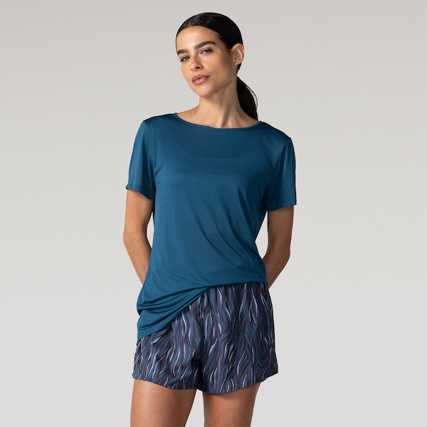 Camiseta Feminina Oxer Manga Curta Basica Jogging New II | Cor: PETROLEO | Tamanho: P