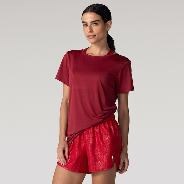 Camiseta Feminina Oxer Manga Curta Basica Jogging New II | Cor: VERMELHO MESCLA | Tamanho: GG