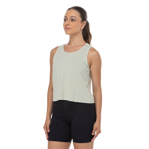 Camiseta Regata Cropped Feminina Oxer Telada | Cor: VERDE CLARO | Tamanho: M
