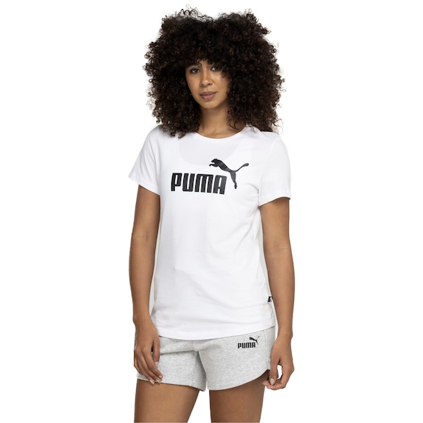 Camiseta Feminina Puma Manga Curta Essentials Logo Tee